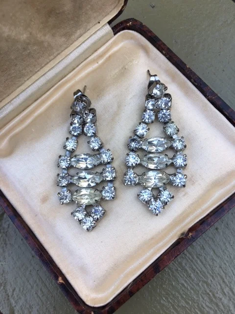 Vintage High-end Rhinestone Chandelier earrings