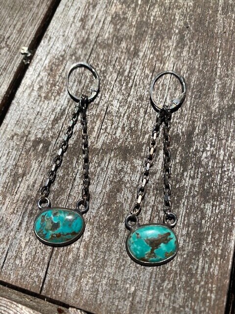 Reincarnated turquoise earrings from very old bezels