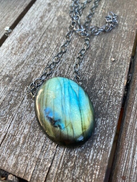 Mini-universe large labradorite pendant