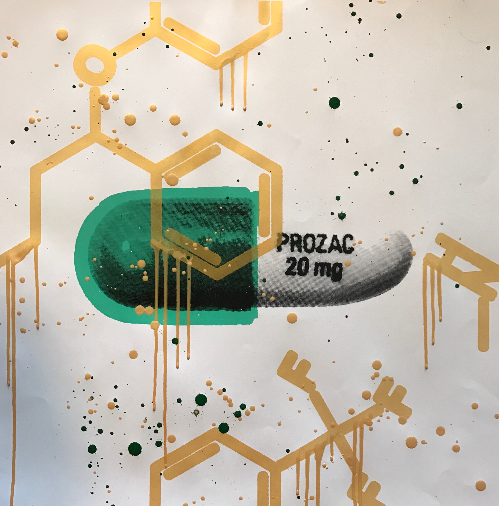 Prozac Half Pill White / Gold