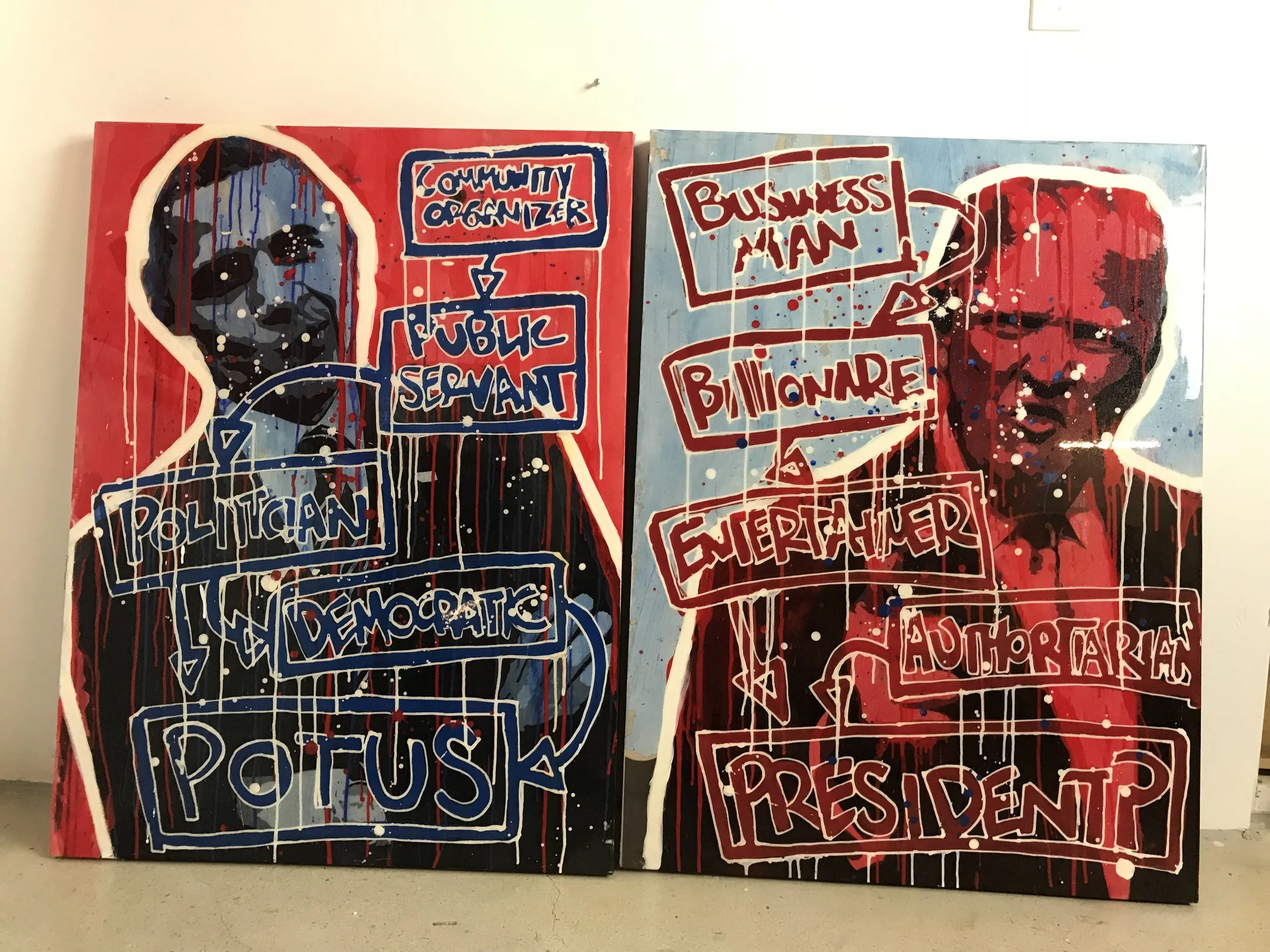 Left v. Right | President Obama & Trump | $8,300 | 2 Piece Set | 30 x 40 + 30 x 40