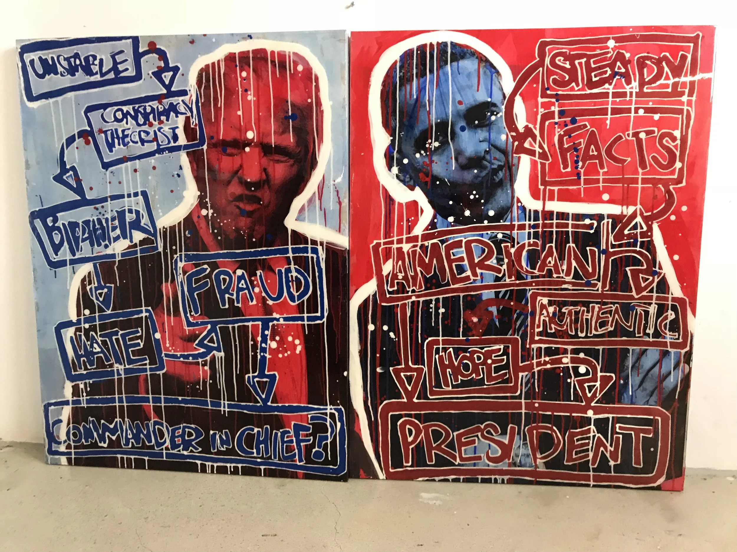 Right v. Left | President Obama & Trump | $8,300 | 2 Piece Set | 30 x 40 + 30 x 40
