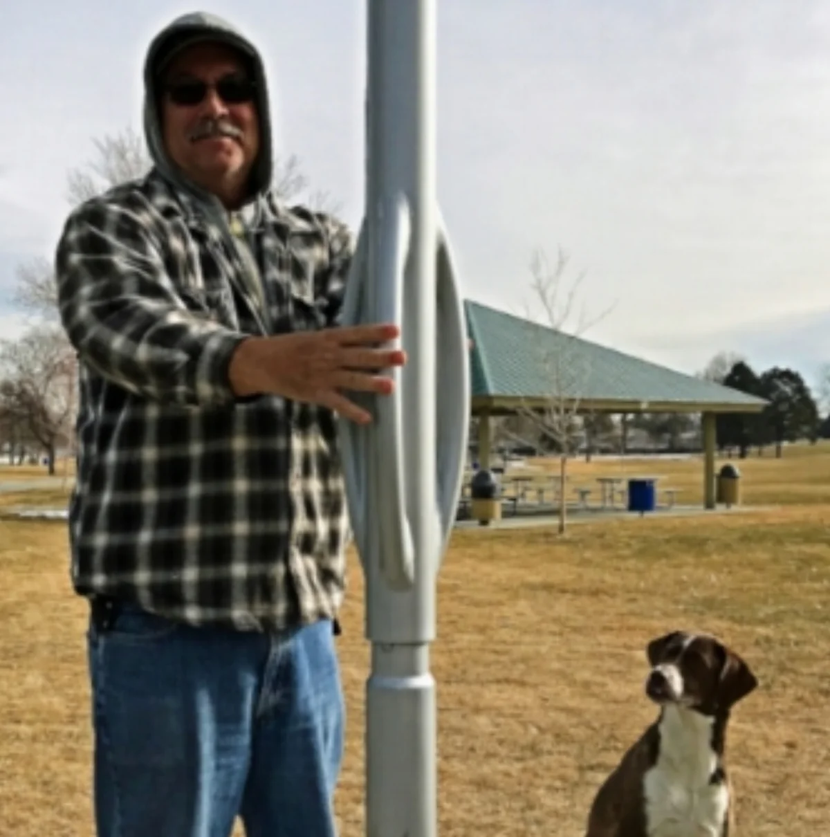 Park hiker and dog turn Cloud Castles