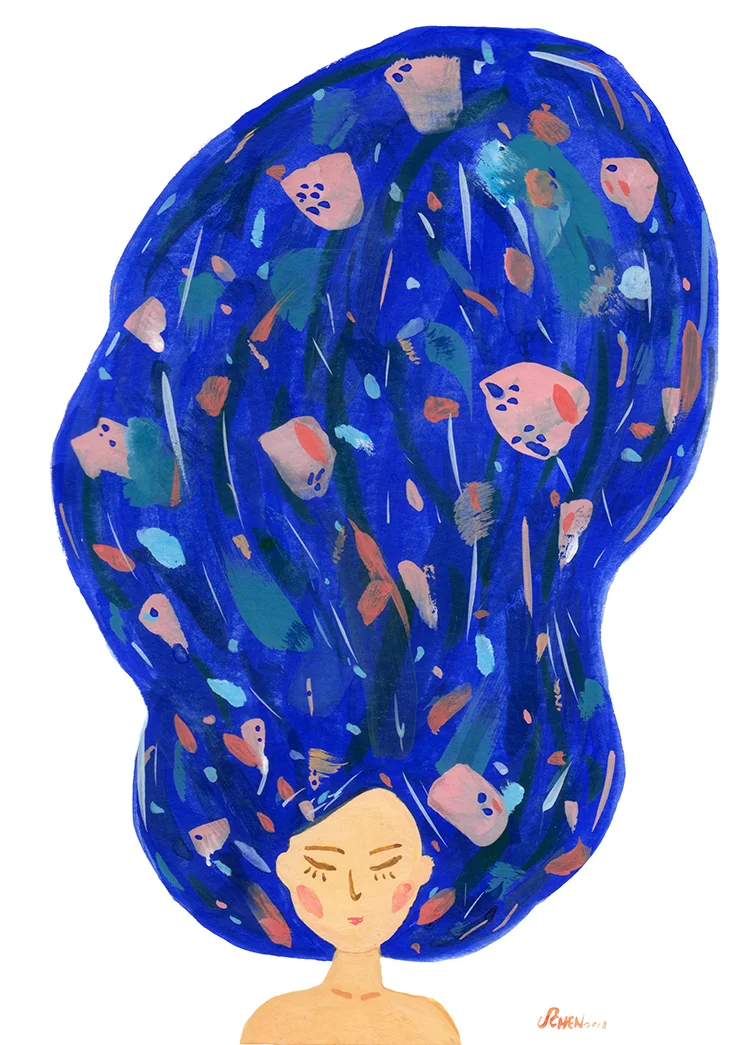 Floral Stream | Gouache on paper | 5”x 7”