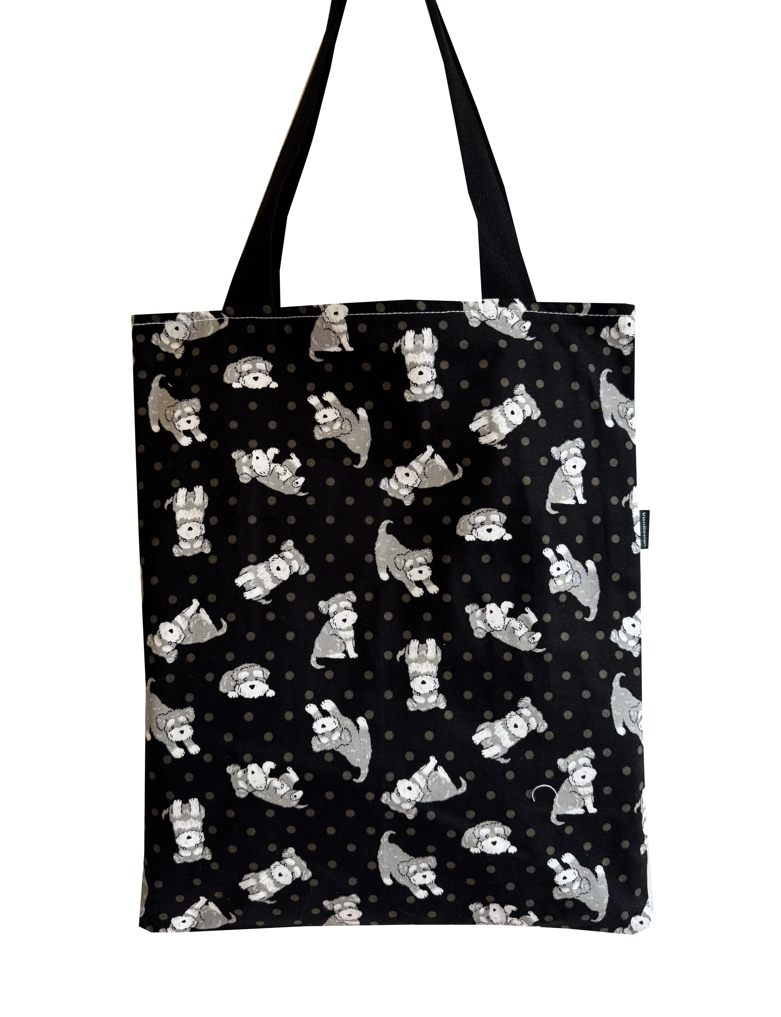JAPANESE FABRIC - DOGS ON BLACK DOTS 01.jpg