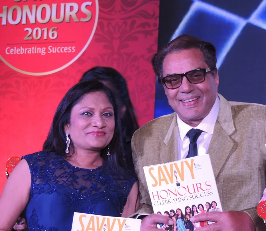 With Dharmendra after recieving Savvy Award