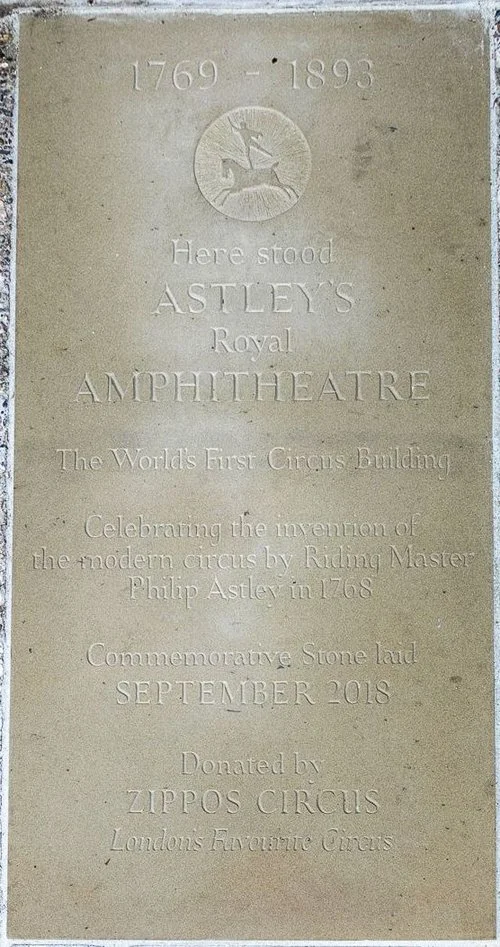 Astley’s Amphitheatre commemorative flagstone at St Thomas’s Hospital Garden, Lambeth, London SE1 7EW (at the southern end of Westminster Bridge) PICTURE CREDIT: Cathy Cooper Photography