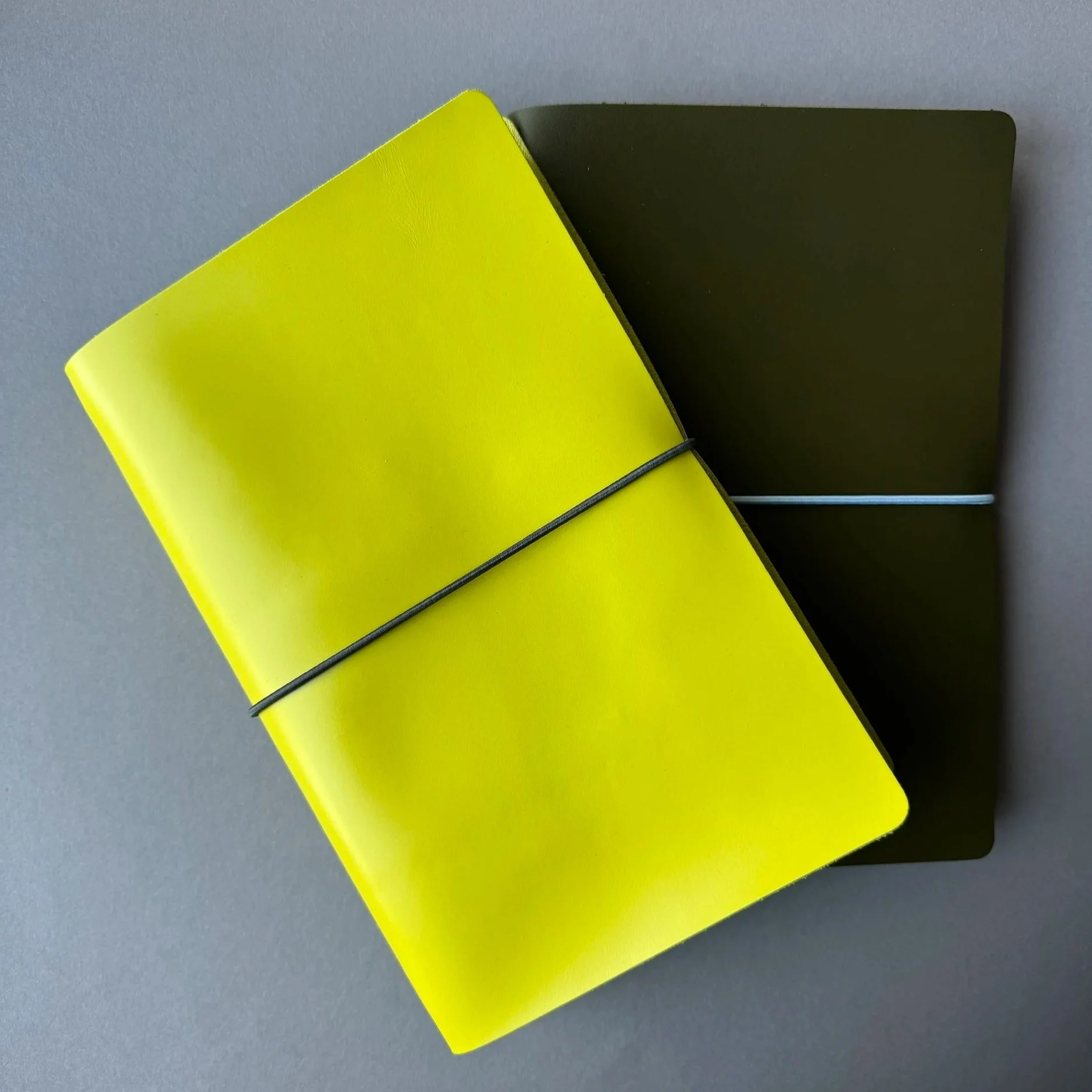 Ledernotizbuch Olive + Baby Blau