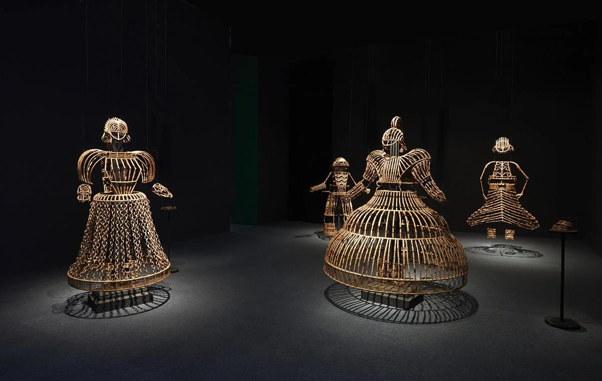 Shakuntala Kulkarni, Of Bodies, Armour and Cages , 2012 - 2015. Courtesy of the artist and Chemould Prescott Road, Mumbai. Photo courtesy of the Dhaka Art Summit and Samdani Art Foundation. Photo credit: Jenni Carter