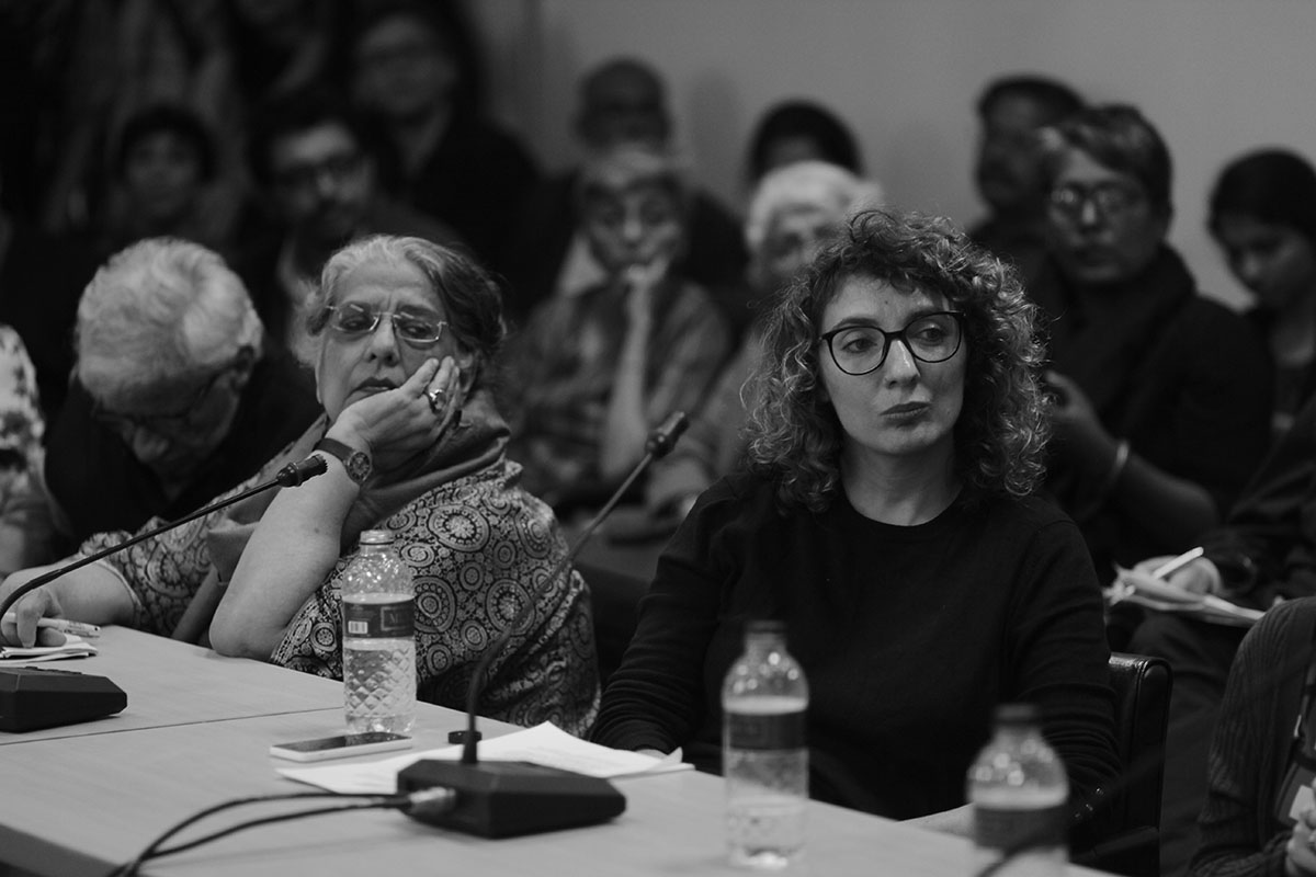 Geeta Kapur and Quinn Latimer. Photo courtesy of the Dhaka Art Summit and Samdani Art Foundation. Photo credit: Noor Photoface