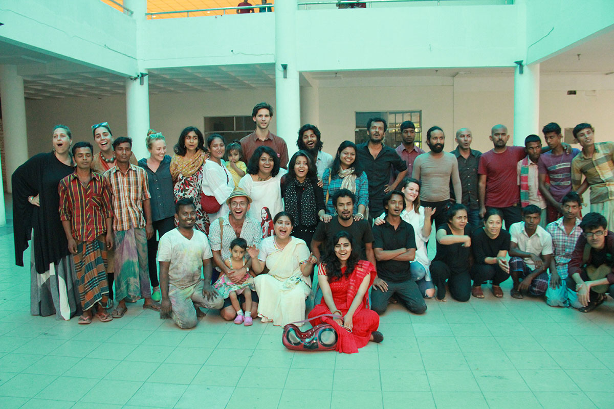 Performance workshop with Nikhil Chopra, Madhavi Gore and Jana Prepeluh, Samdani Seminars 2015. Courtesy of the Samdani Art Foundation. Photo credit: Nirmal Adhikari