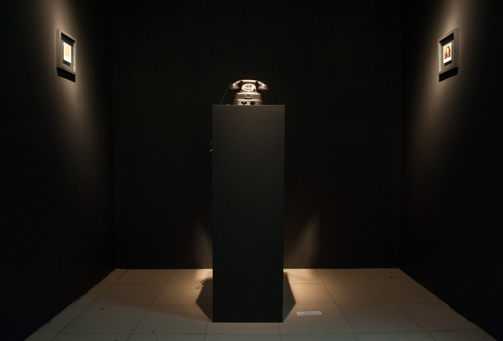 Shumon Ahmed, What I Have Forgotten Could Fill An Ocean, What is Not Real Never Lived (2014), sound installation composed by Yusuf Khan and recited by Nader Salam including Polaroid photos, analogue telephone set. Image Courtesy of the artist and the Samdani Art Foundation 