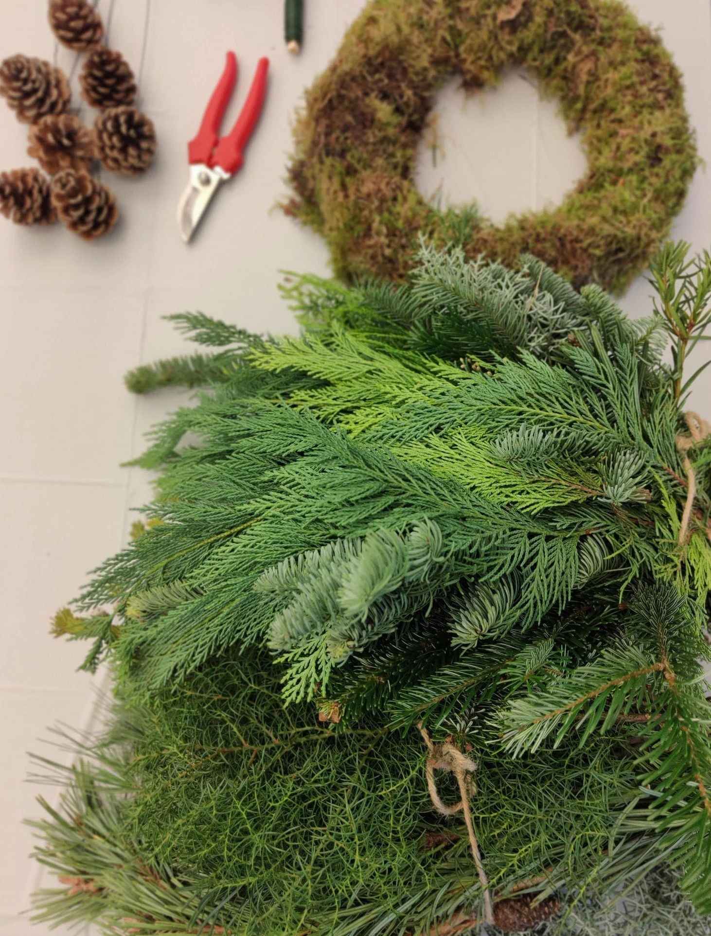 Ghirlanda natale verdi pigne corso florale