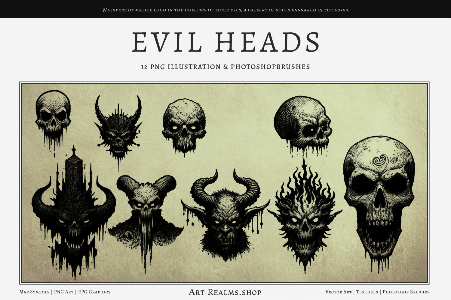 Evil Heads 12 PNG Illustrations & Photoshop Brushes — ART REALMS ...