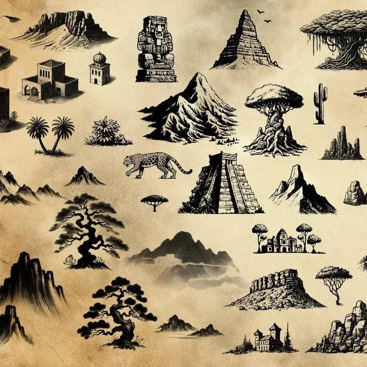 PNG Map Symbols PSD Map Maker & Brushes