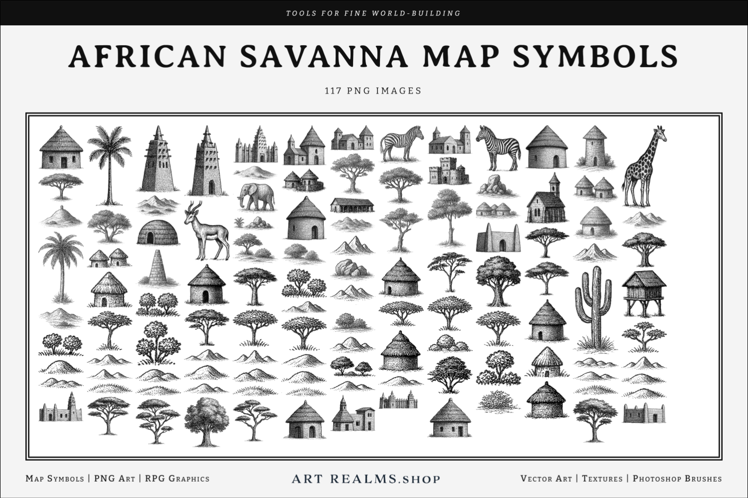 Map Symbol Set ETCHED MEDIEVAL LANDSCAPE — Custom Fantasy Maps, RPG Symbols & Fantasy ...