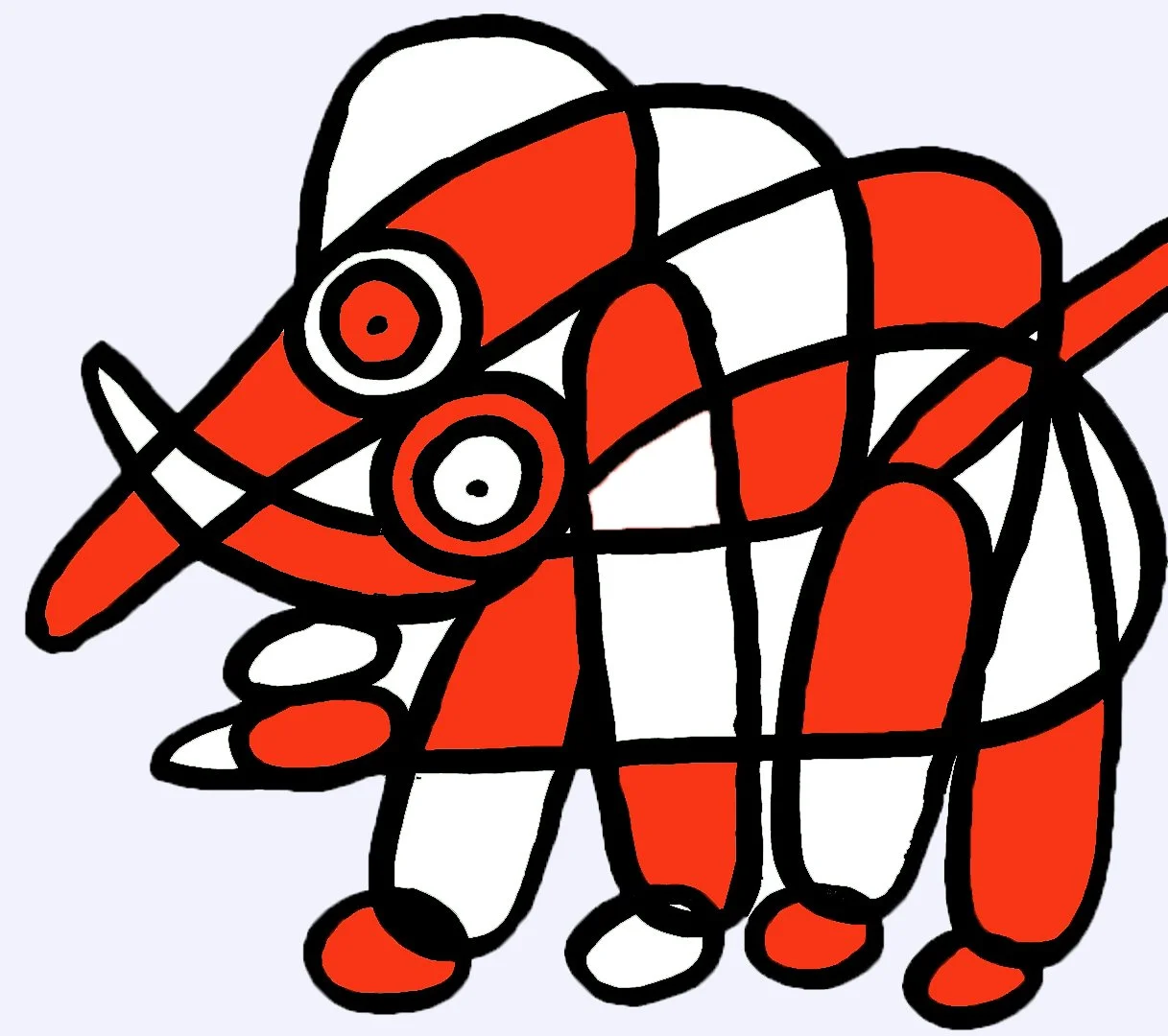 A unique and colorful animal illustration focusing on the long-nosed shrew in an abstract geometric style.