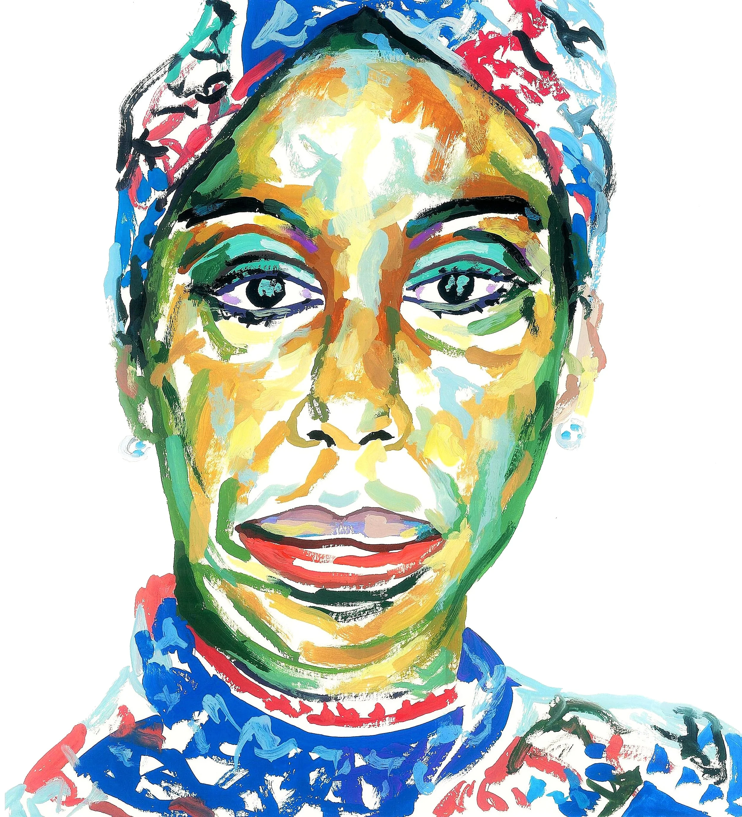A character study of a woman, Nina Simone, rendered in a detailed and textured watercolor portrait style.