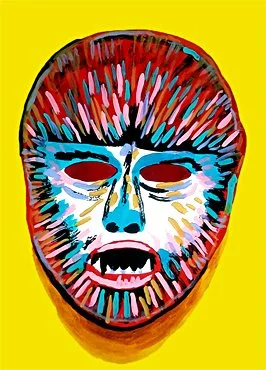 A thought-provoking surrealist mask ink piece that reimagines familiar subjects through a dreamlike and often satirical lens.