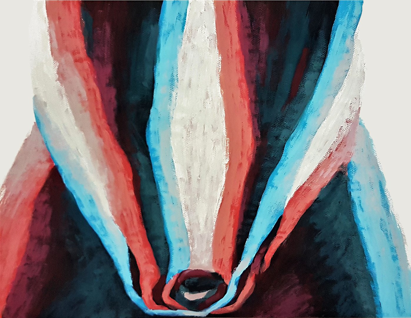 Contemporary badger animal study, colorful textured acrylic painting - Roi Pajursky.