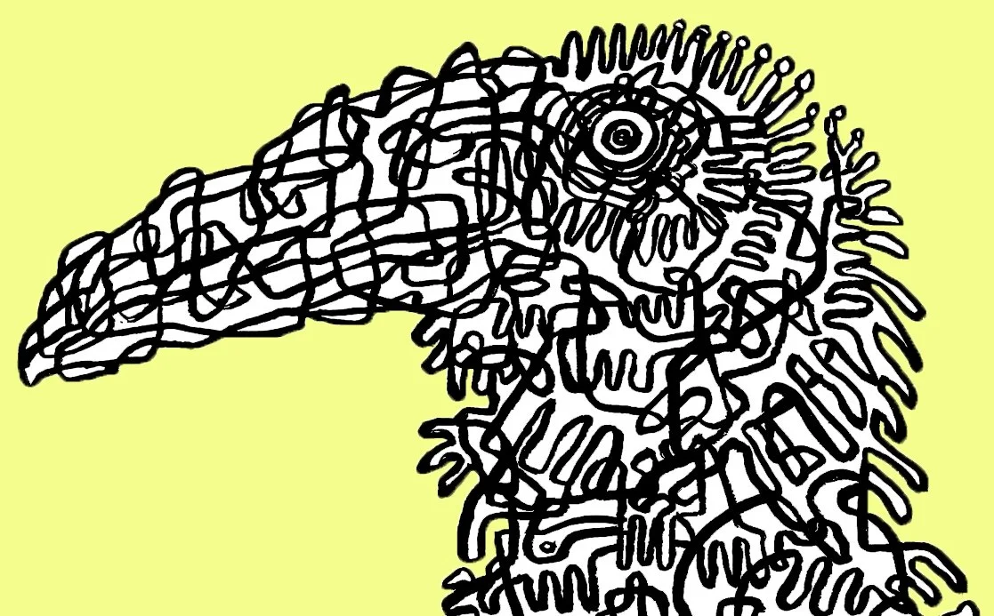 An abstract representation of a tucan, blending geometric precision with a vivid and playful color palette.