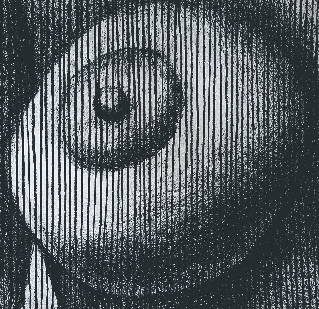 Contemporary nipple drawing using optical stripe patterns. Minimalist yet vibrant Pop Art style, striped drawing. Unique wildlife art for modern nurseries, luxury homes, and eclectic collections. Hand-painted by Roi Pajursky.
