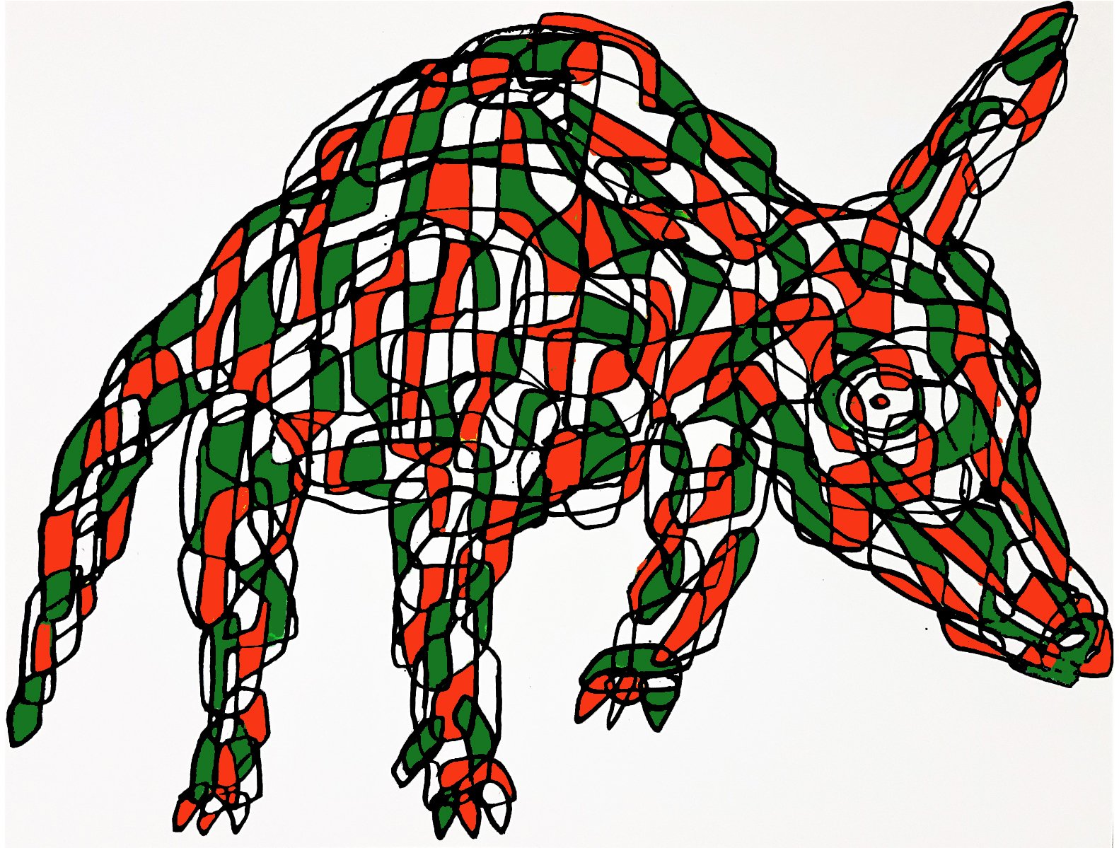 A vibrant and rhythmic anteater illustration, perfect for contemporary decor and modern art collectors.