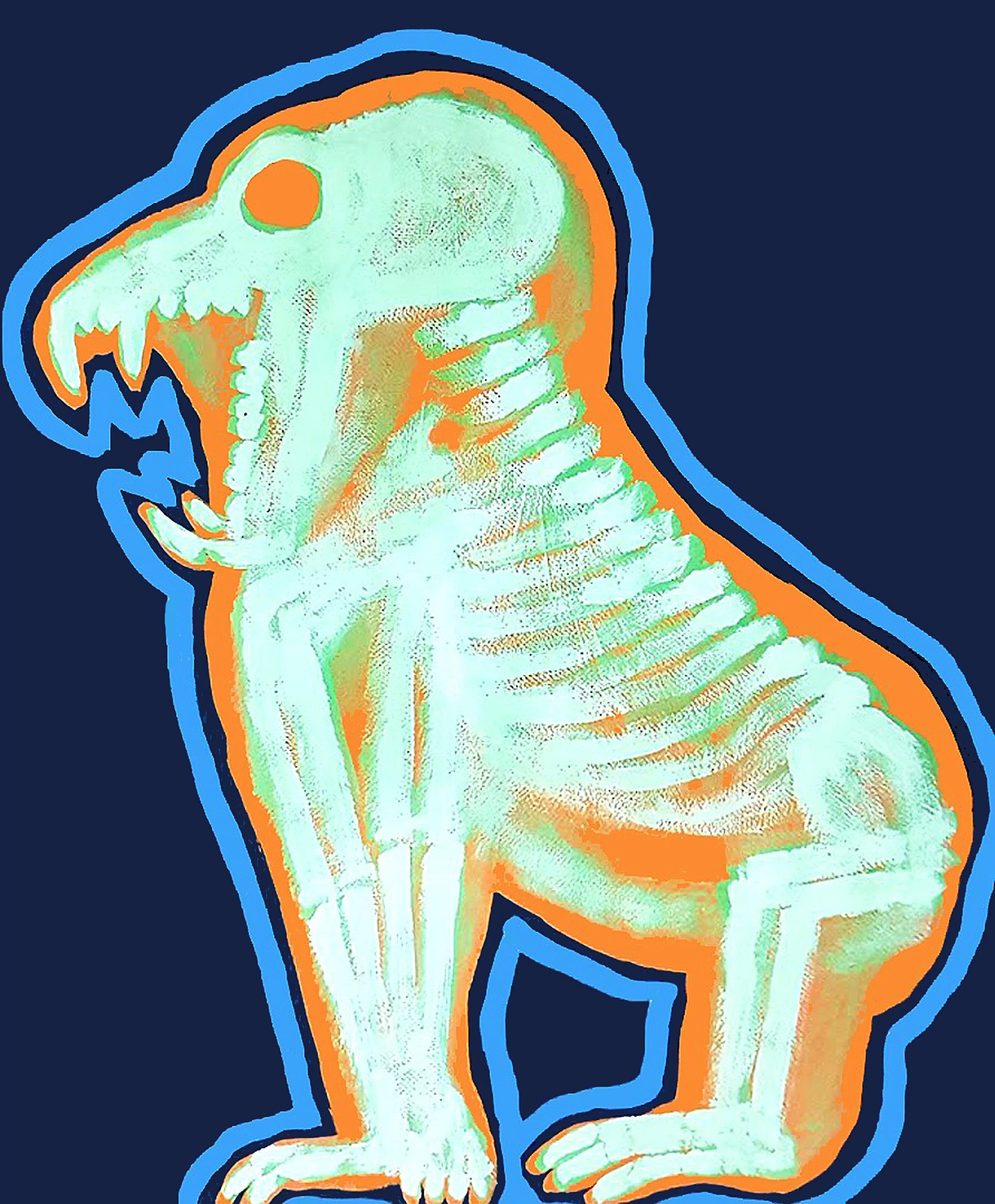 An expressionist portrait of a blue monkey, focusing on vibrant textures and a soulful gaze.