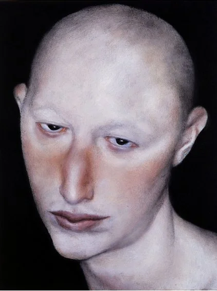 A surreal, distorted woman portrait in pink tones, exploring the boundaries of the human silhouette.