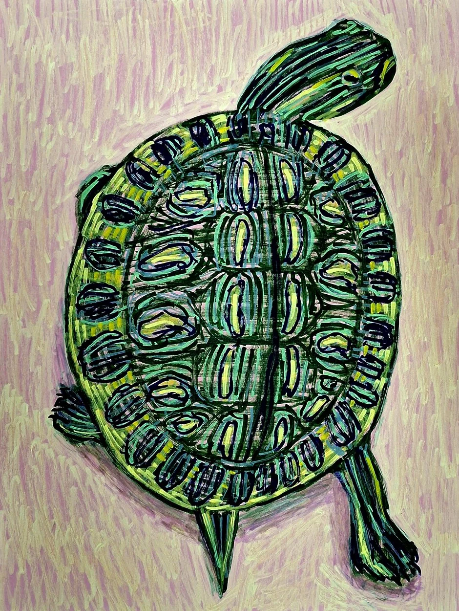 A textured, surrealist take on a turtle. This contemporary artwork transforms a simple everyday object into a detailed visual study.