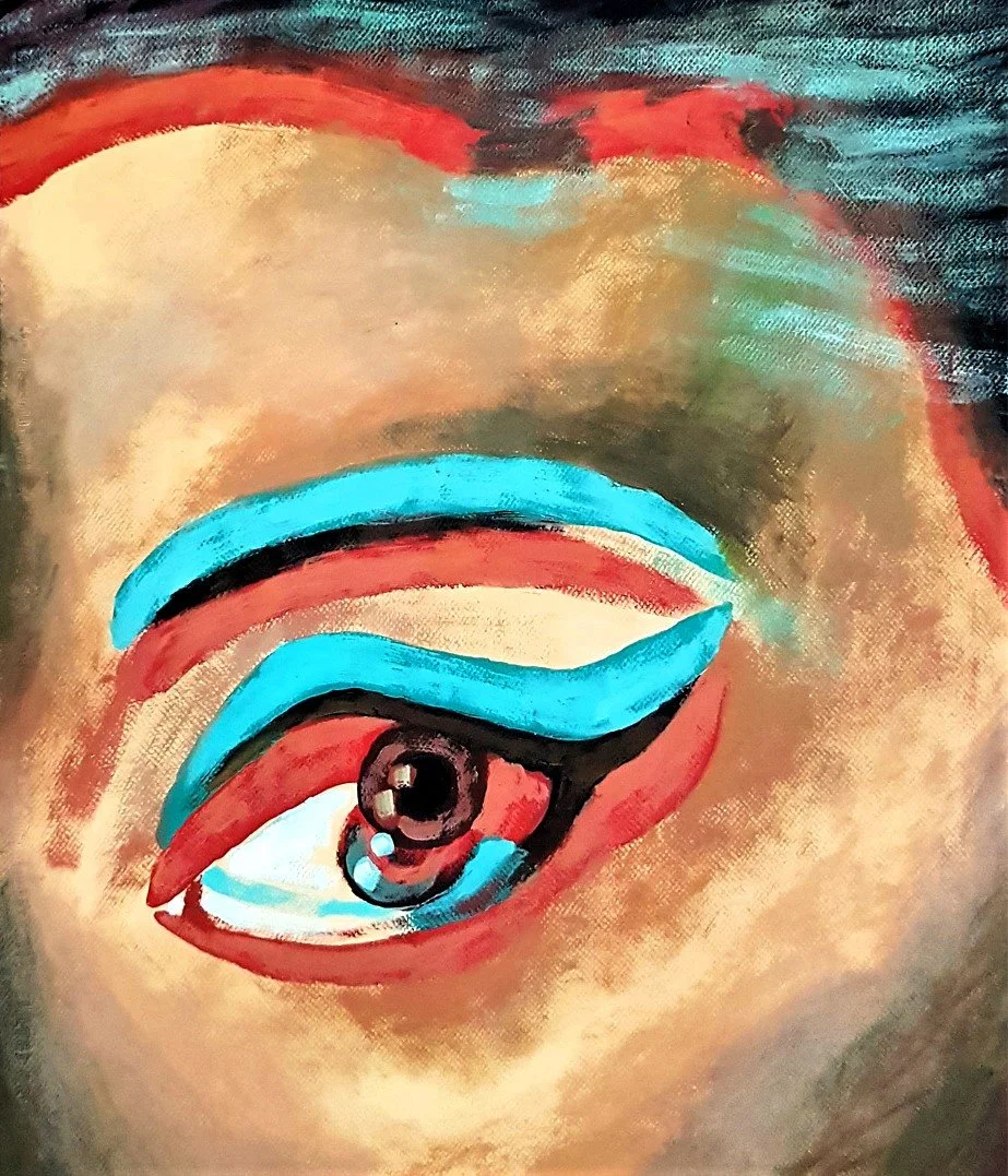 Stylized acrylic painting of Amy Winehouse, contemporary fashion art - Roi Pajursky.