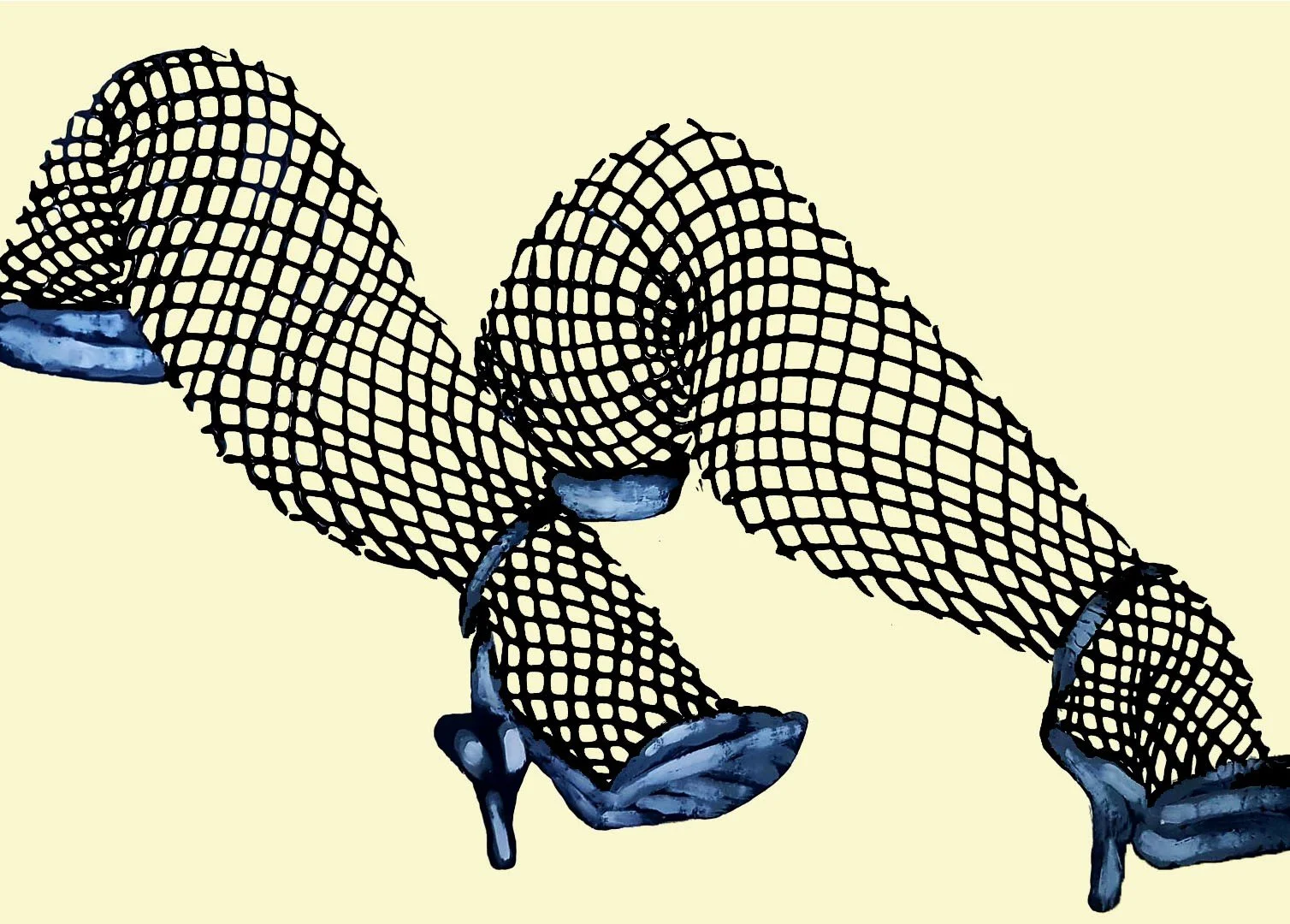 An exploration of woman legs and shoes through a Pop Art lens. This textured painting adds a splash of vibrant red and intricate detail to any modern art collection.