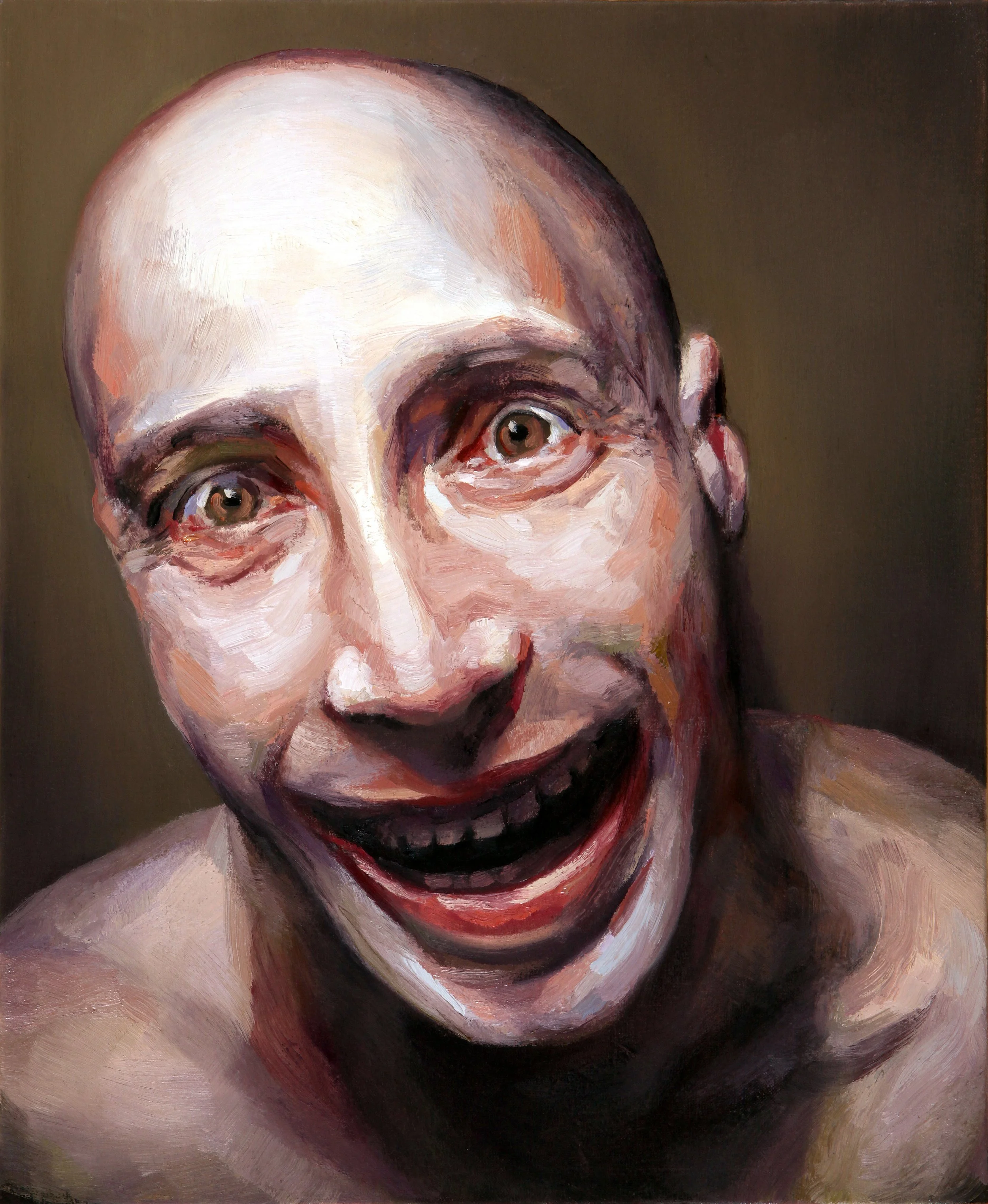 A highly detailed and structured male portrait study, showcasing professional oil painting techniques