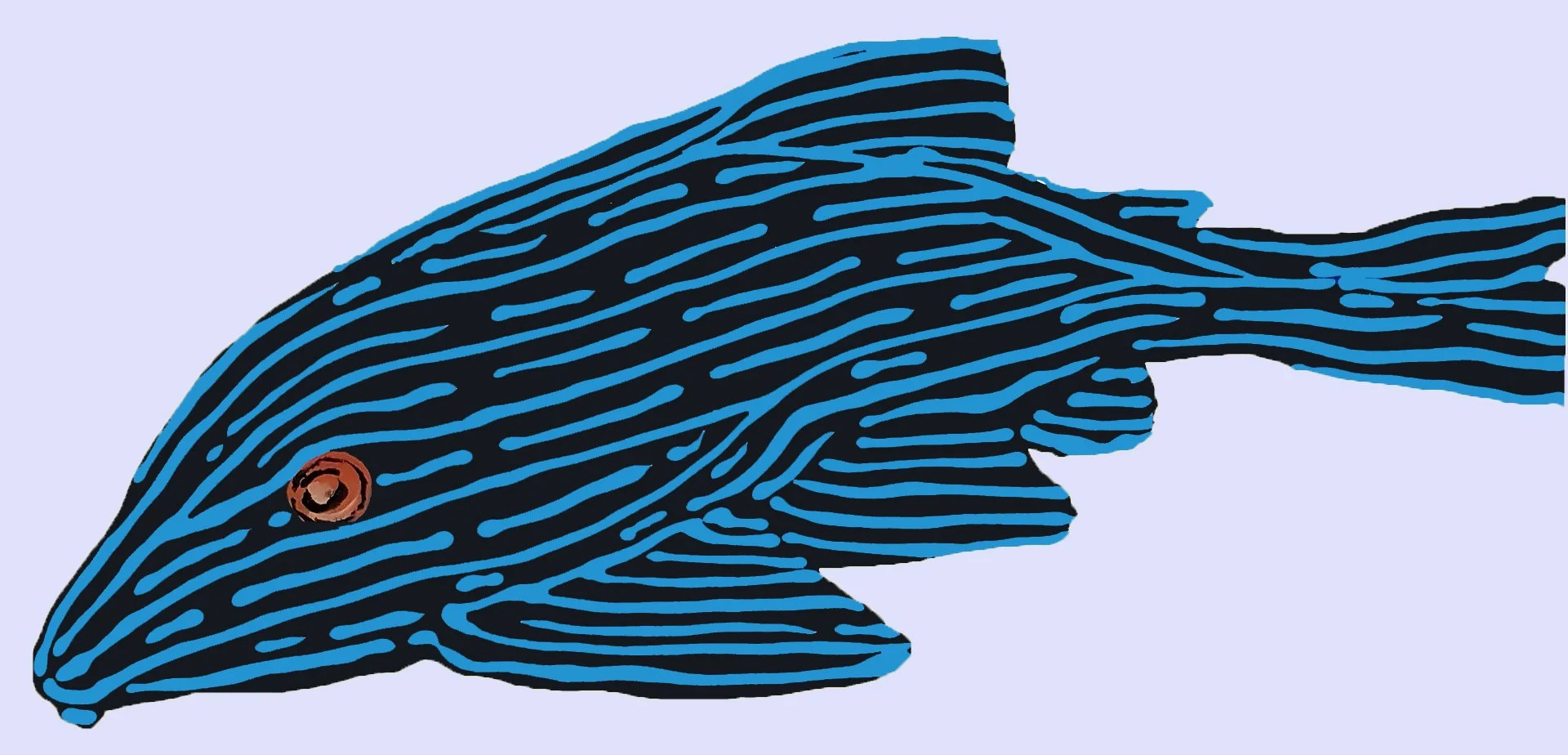 A stunning blue fish painting featuring a complex geometric shell pattern. A perfect fusion of nature and modern abstract art.