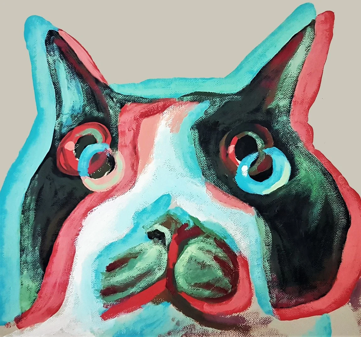 Minimalist funny cat silhouette, modern animal illustration by Roi Pajursky.