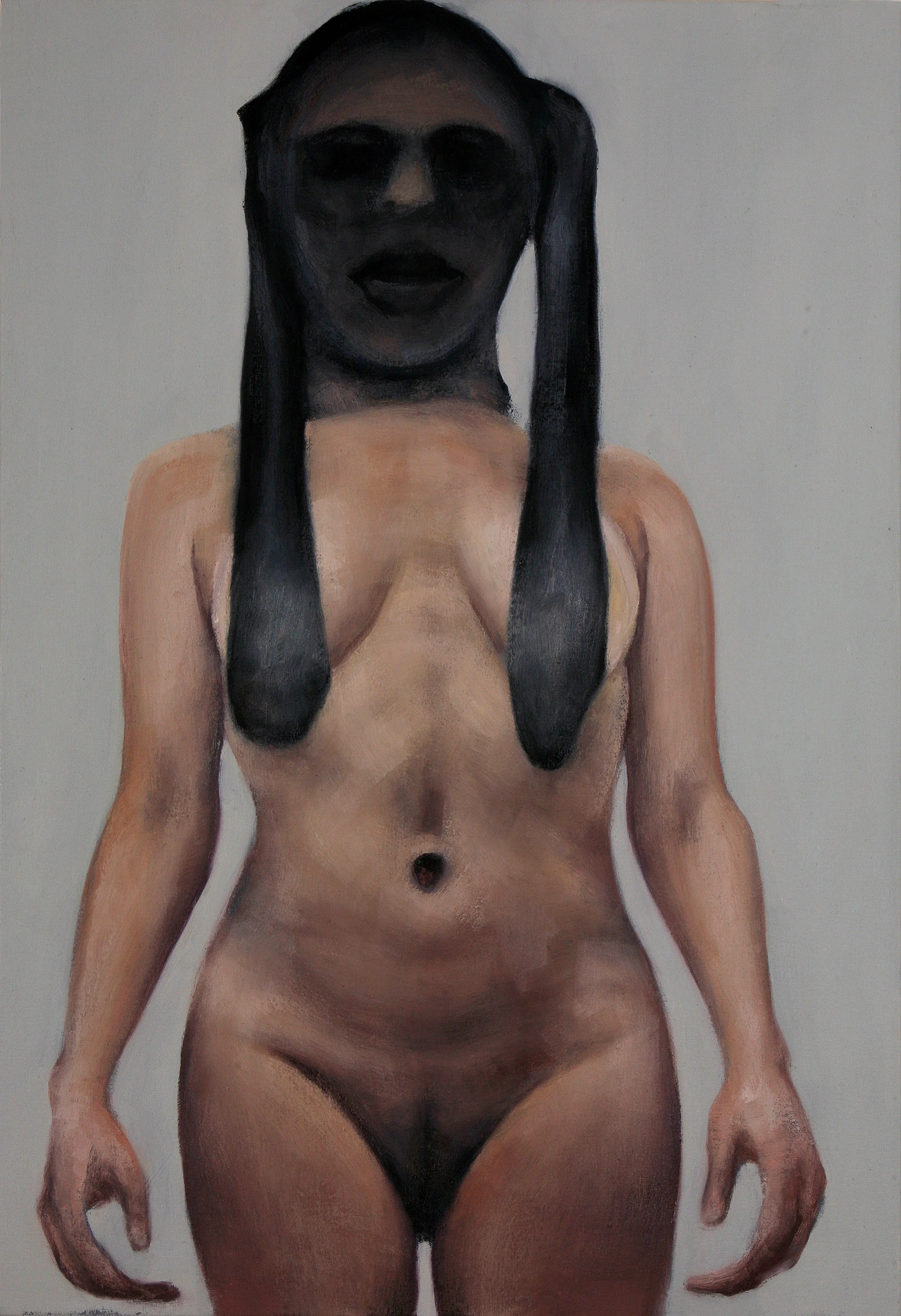 A raw and expressive figure painting that explores intense human emotion through movement.