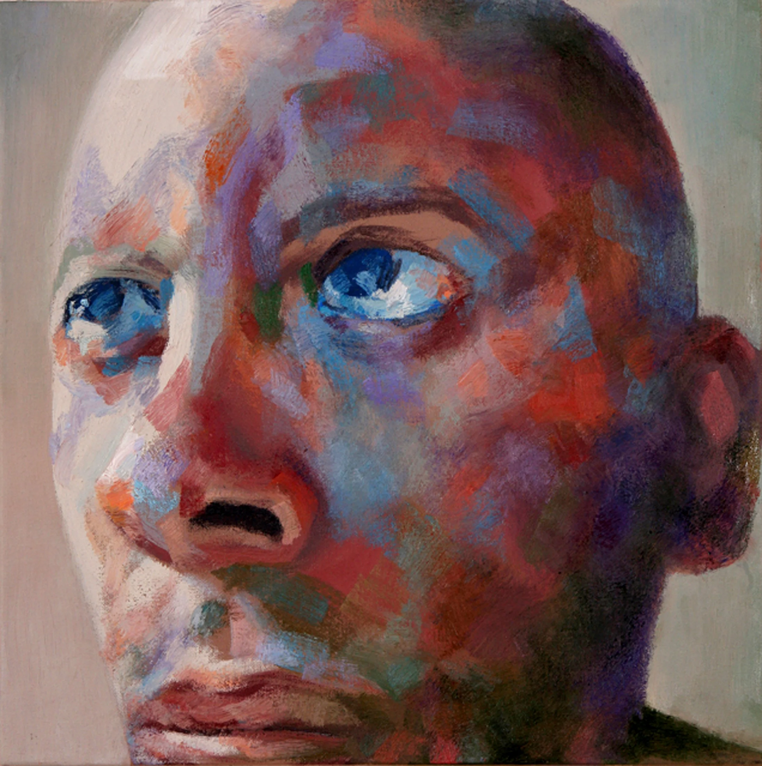 A cool-toned, blue-hued abstract portrait exploring atmospheric lighting and human form.