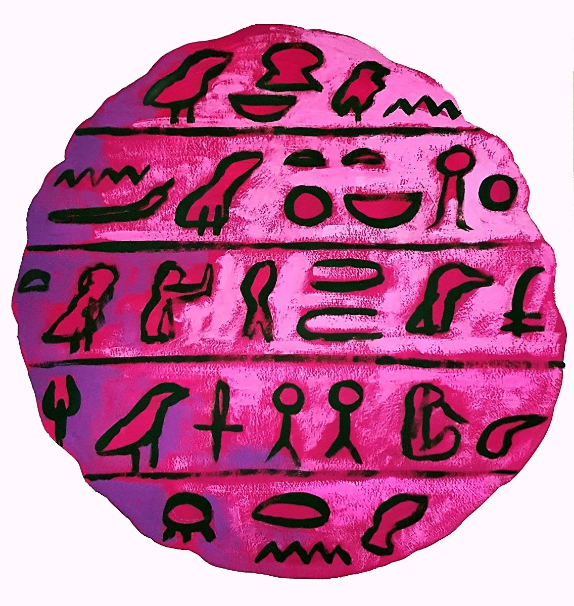 A stylized skeletal portrait of an ancient Egyptian script, using rhythmic lines and historical artistic influences.