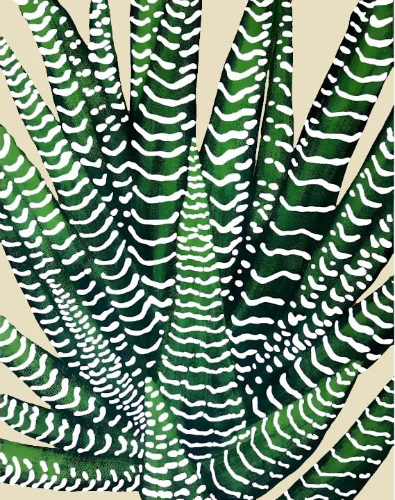 A captivating Pop Art cactus study featuring a unique dotted pattern. This original painting by Roi Pajursky explores animal forms through rhythmic textures and high-contrast design.