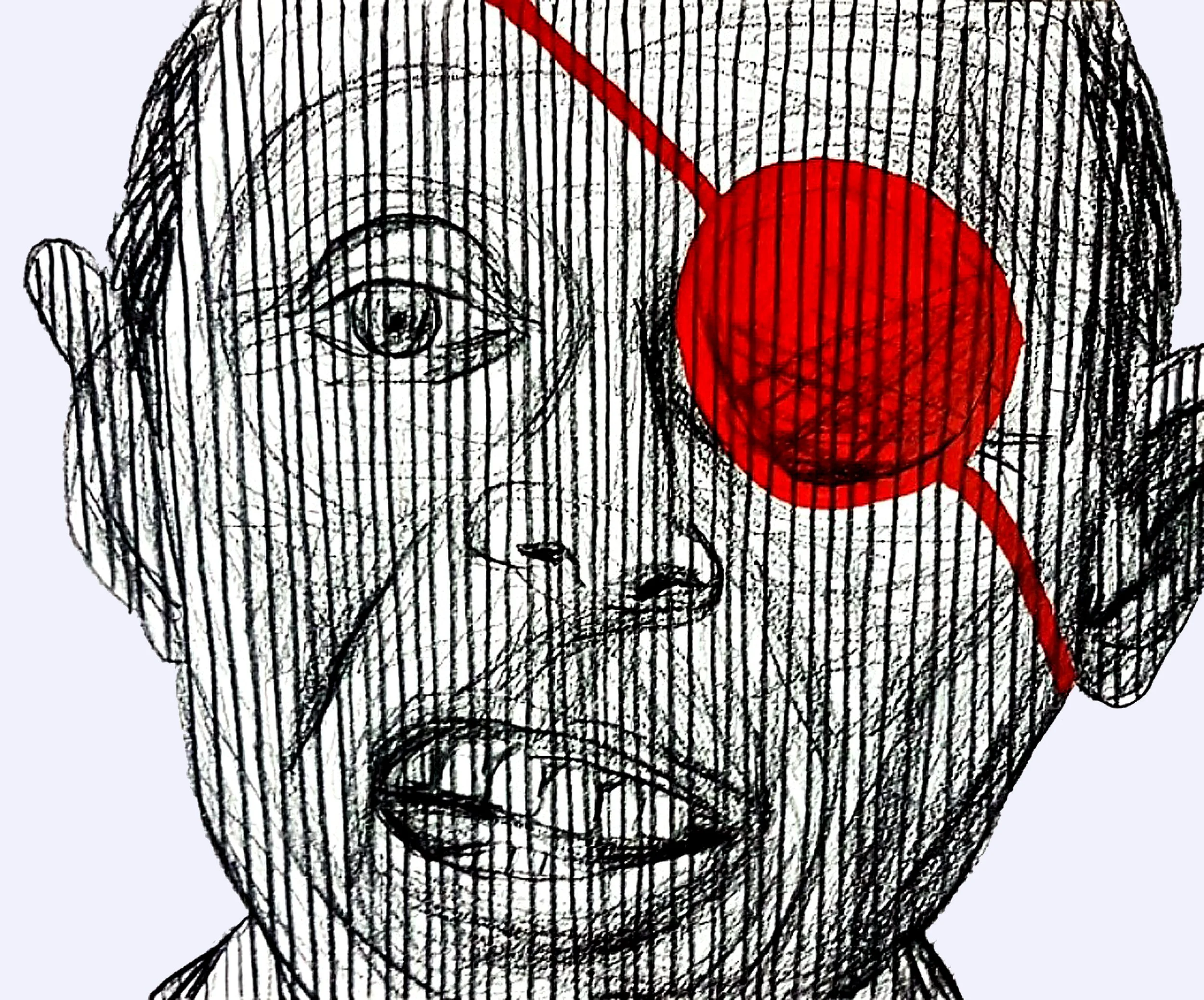 Expressive ink moshe dayan eyepatch study featuring intricate line-work and intense gazes, contemporary illustration - Roi Pajursky