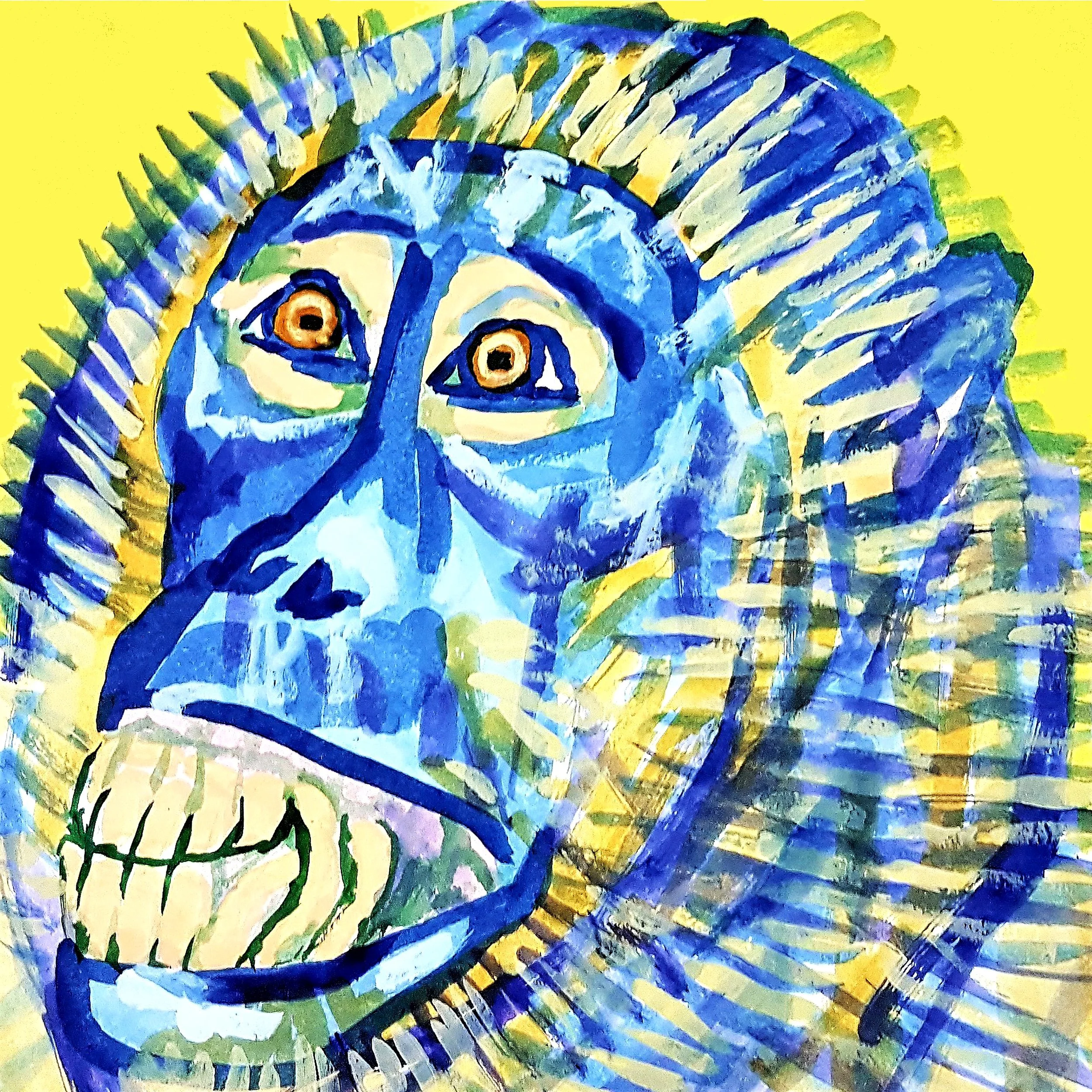 A thought-provoking surrealist monkey face ink piece that reimagines familiar subjects through a dreamlike and often satirical lens.