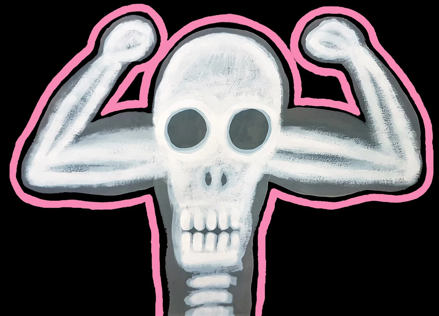 A stylized skeletal portrait of an ancient skeleton, using rhythmic lines and historical artistic influences.