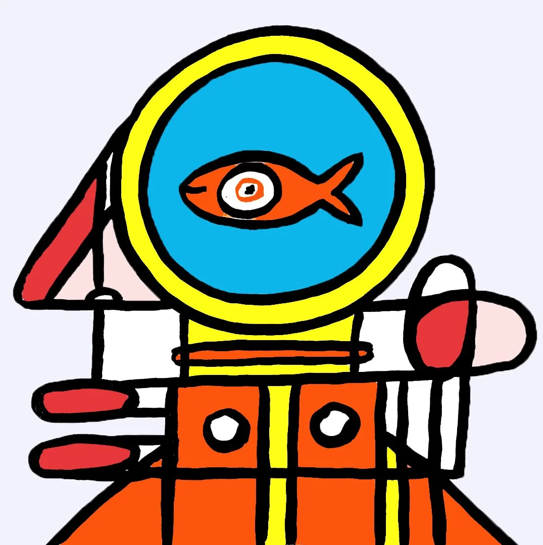 A side diving profile exploring the contrast between red and orange through a series of interlocking geometric planes.