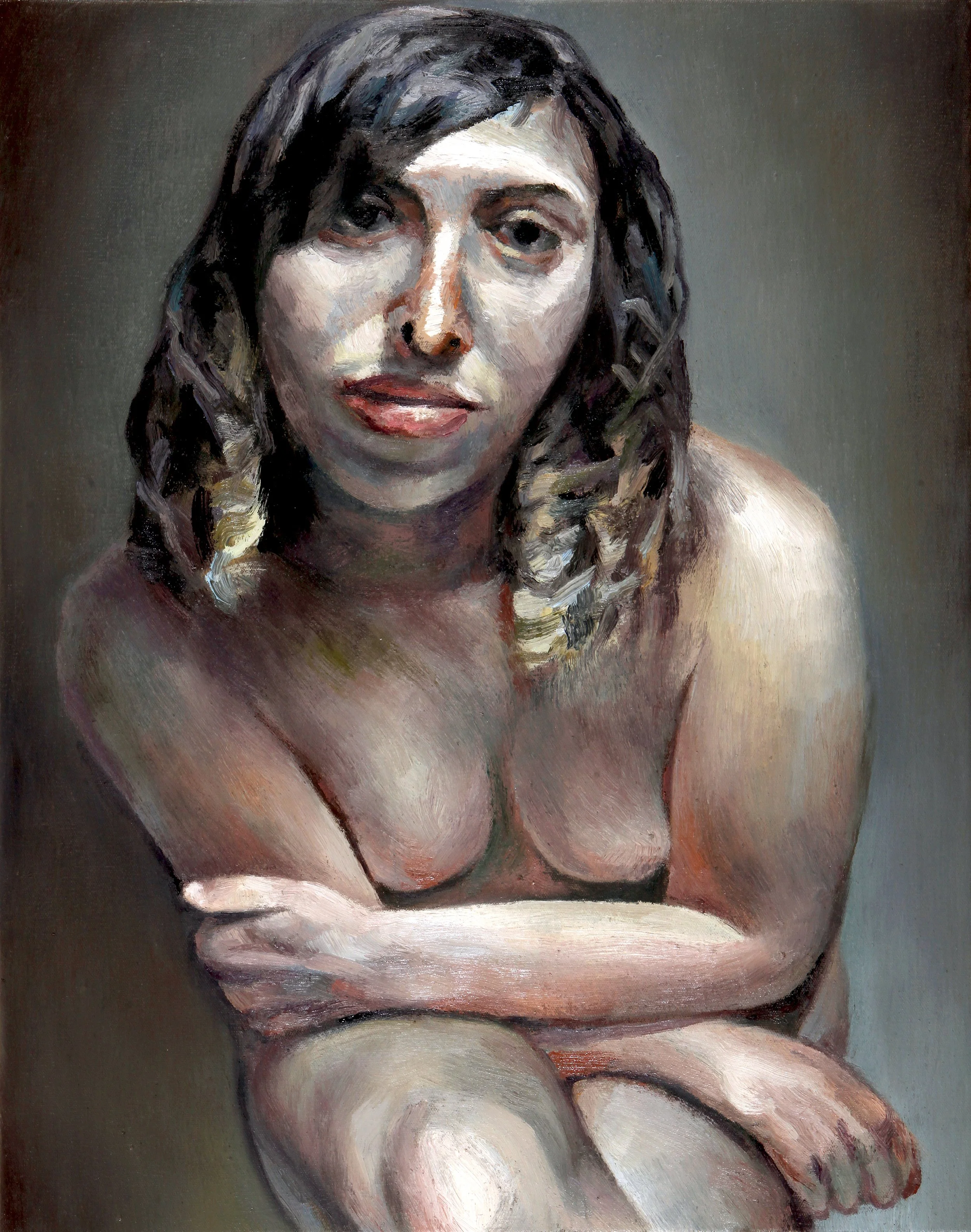 A soulful and expressive oil portrait of a woman, focusing on lighting and emotional depth.