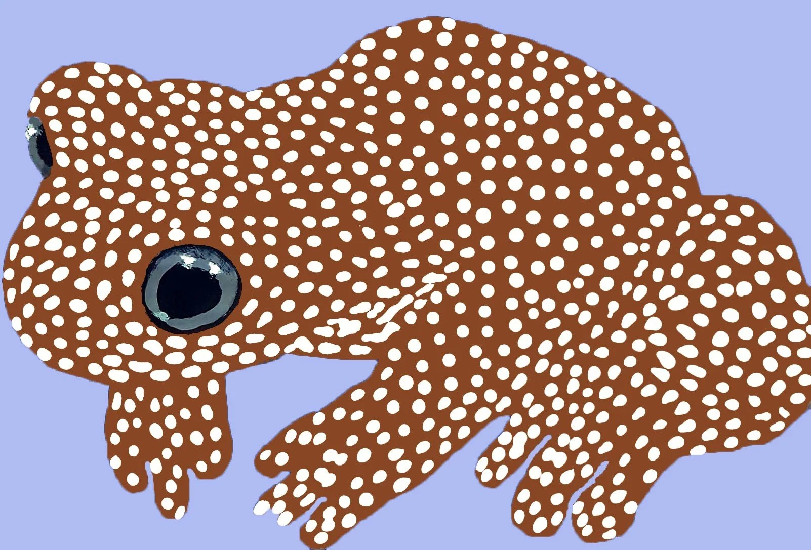 A unique figurative study of afrog, blending traditional animal forms with a playful and sophisticated patterned aesthetic by Roi Pajursky.