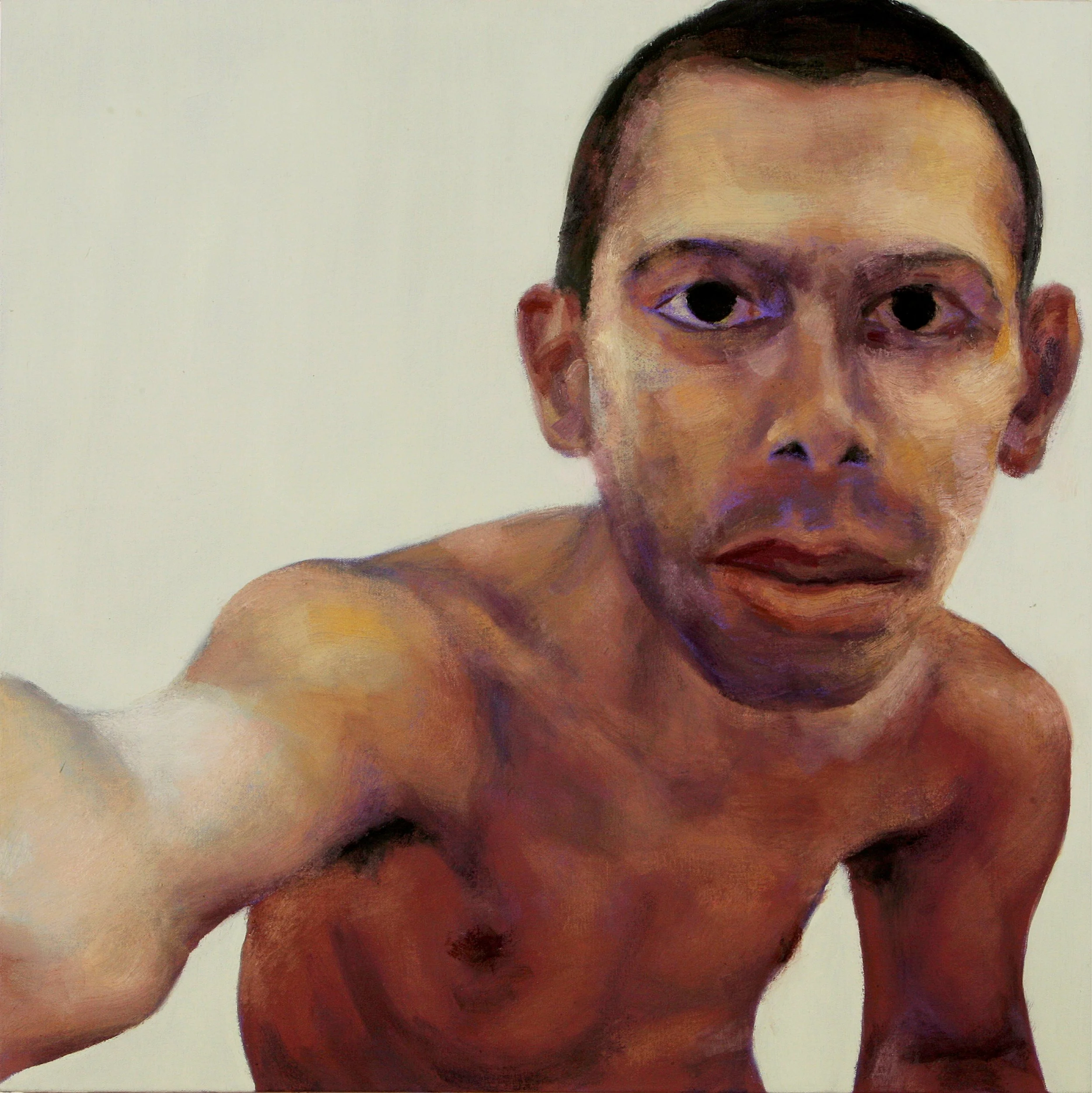 An expressionist male portrait study, highlighting unique facial features and artistic brushwork.