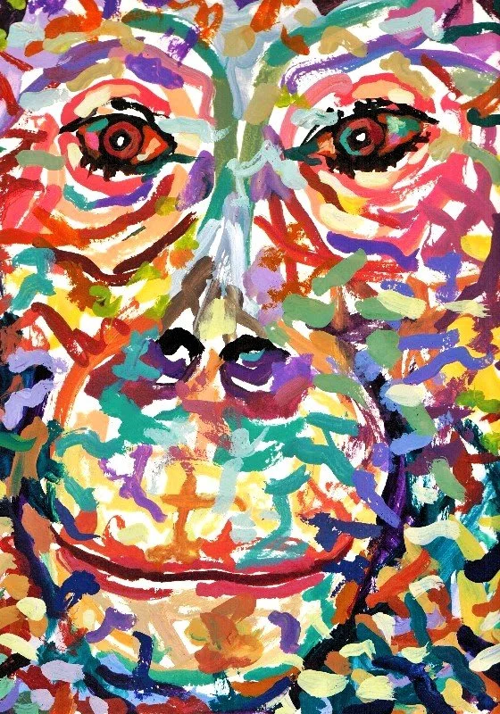 A humorous and charming watercolor painting of a monkey, perfect for lighthearted decor.