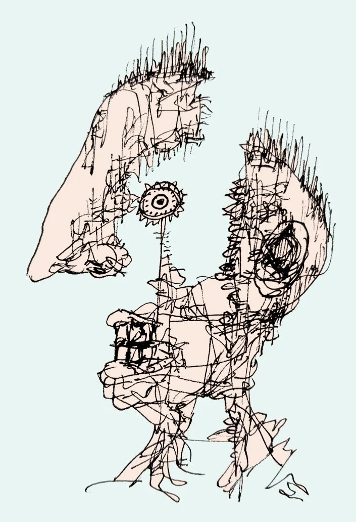 A minimalist and clean pen sketch of a face, emphasizing the  silhouette and character