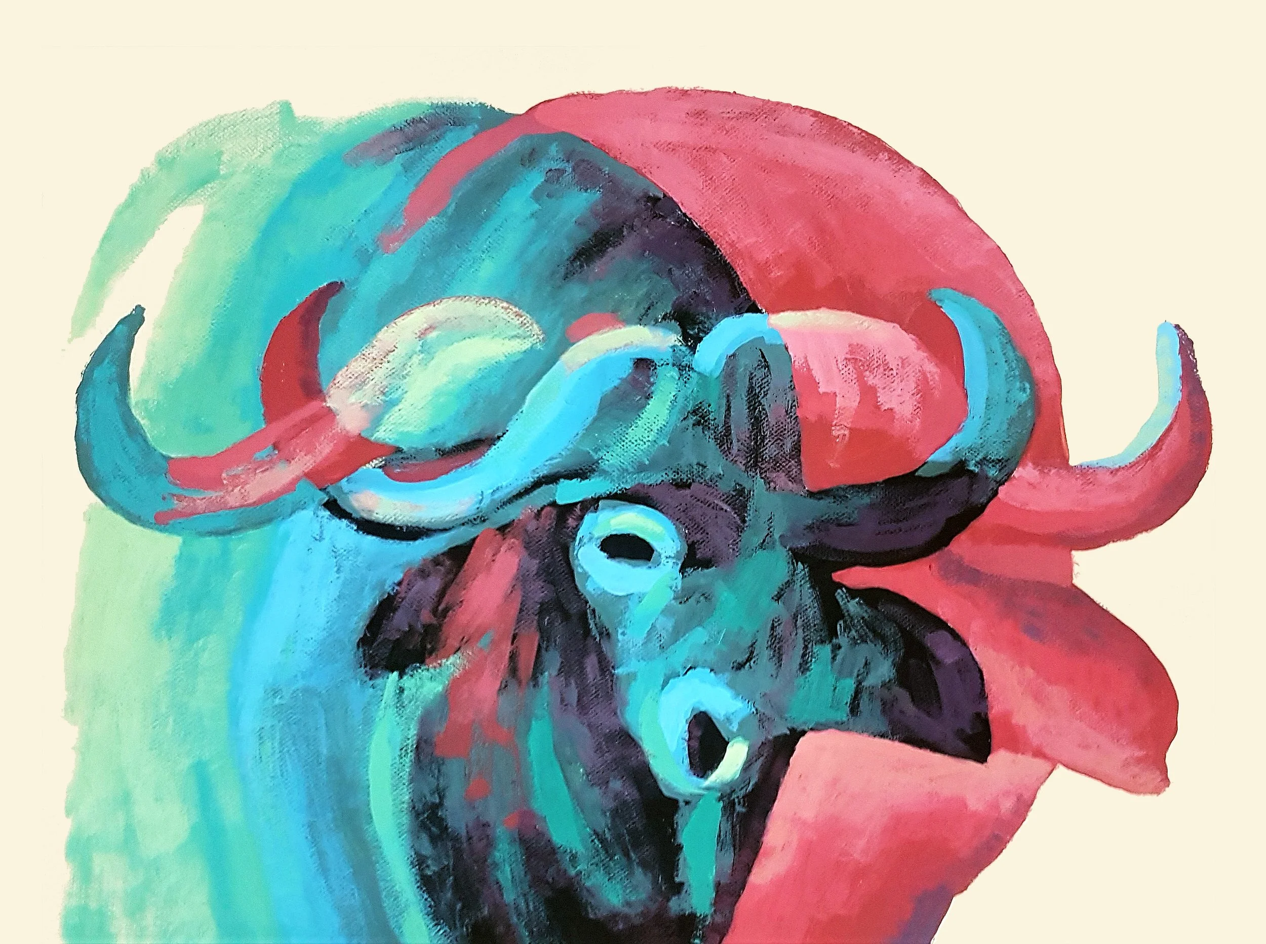 Minimalist black buffalo silhouette, modern animal illustration by Roi Pajursky.