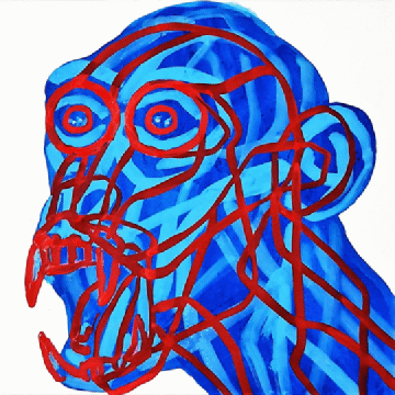 A unique and imaginative humanoid sketch gif featuring complex geometric structures and artistic line work.